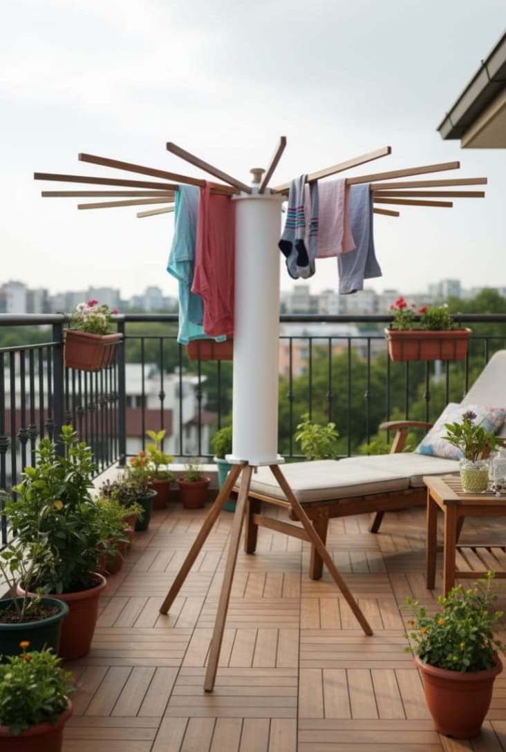 PoxyWood NatureBreeze Premium Solid Teakwood Drying Stand