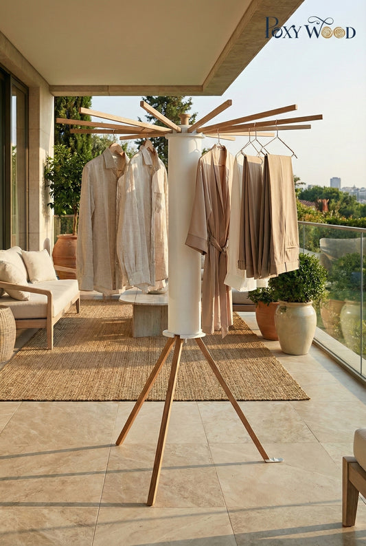 PoxyWood NatureBreeze Premium Solid Teakwood Drying Stand
