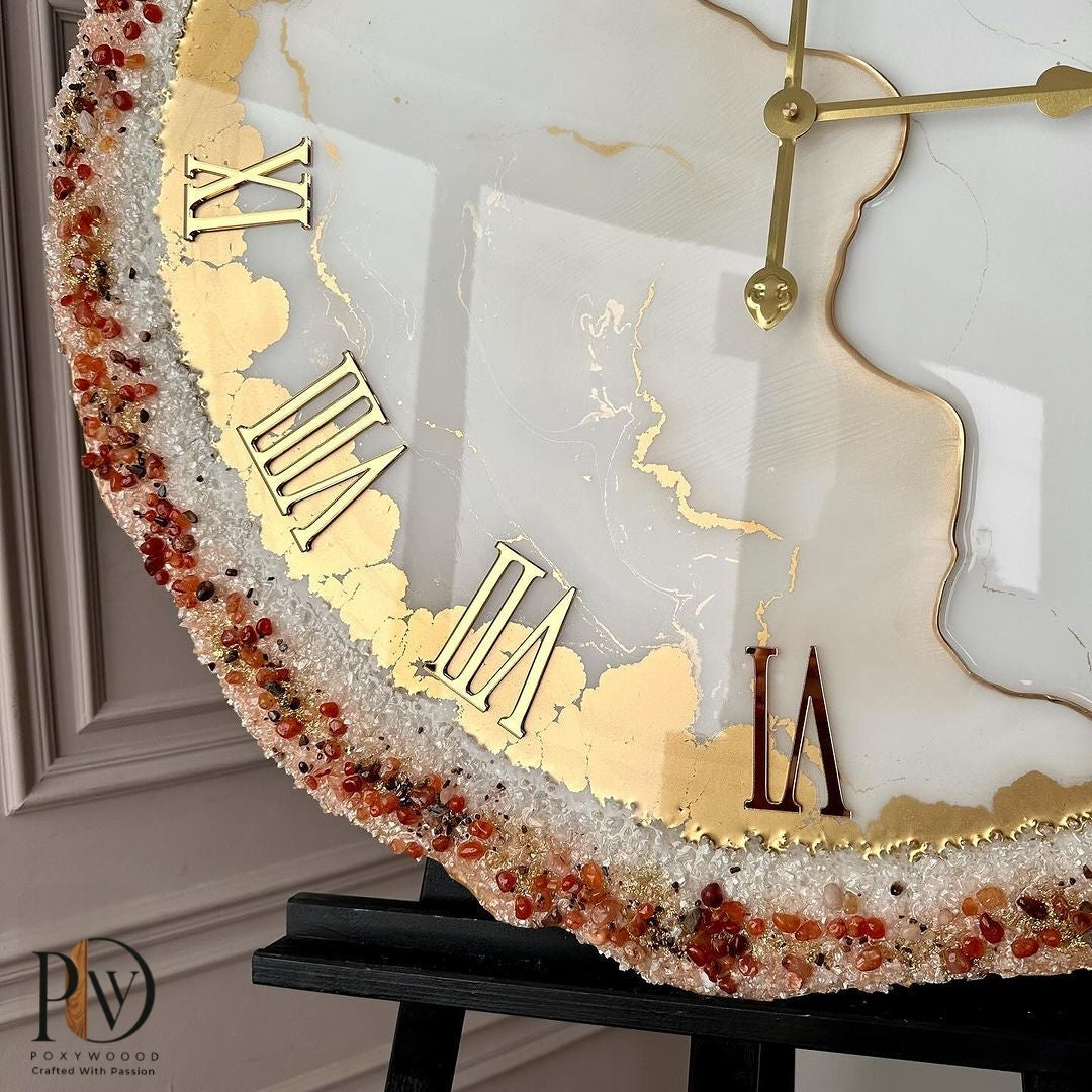 Stylish pinkring marble texture Resin Wall Clock
