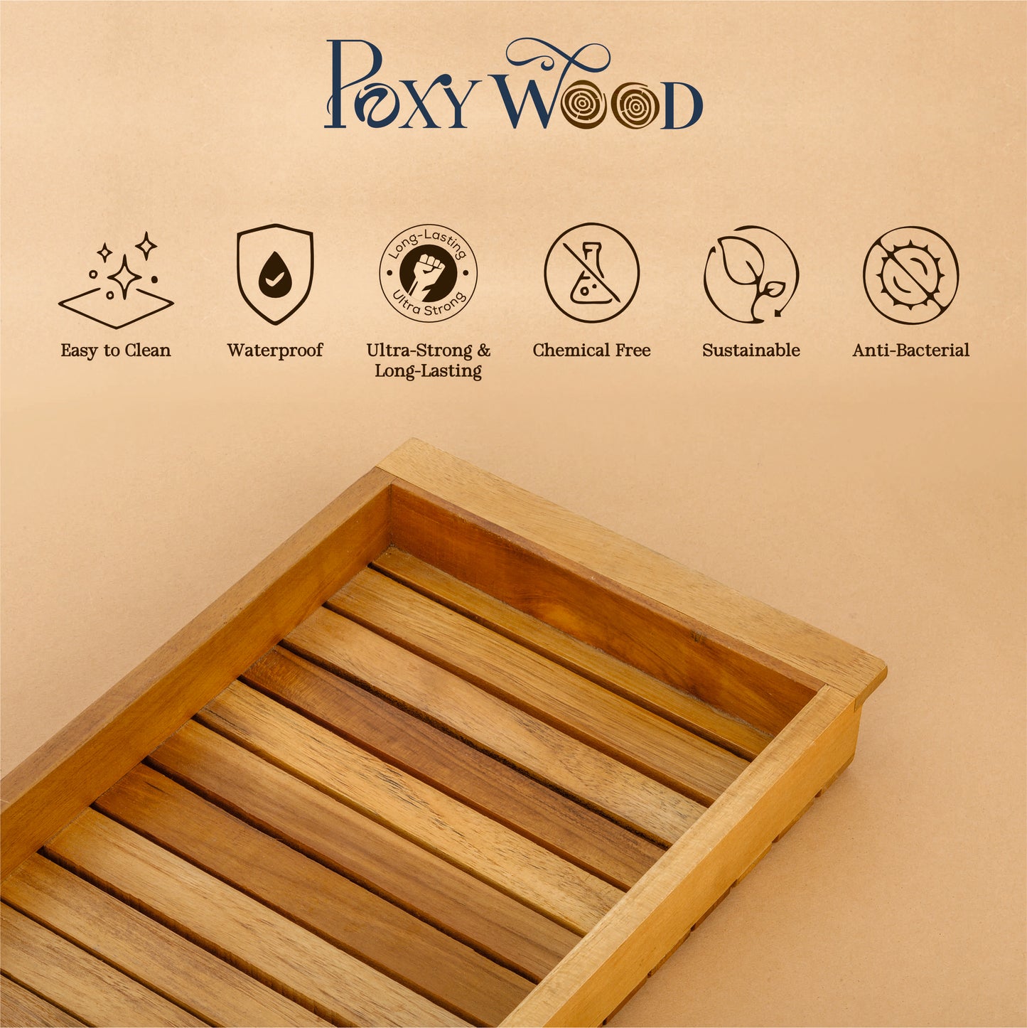 Premium Teak Wood Natural vent Serving Tray