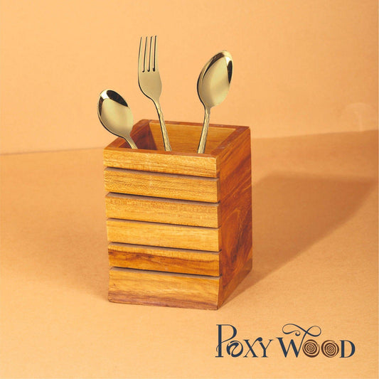 Teak Wood Single Box Spoon Stand