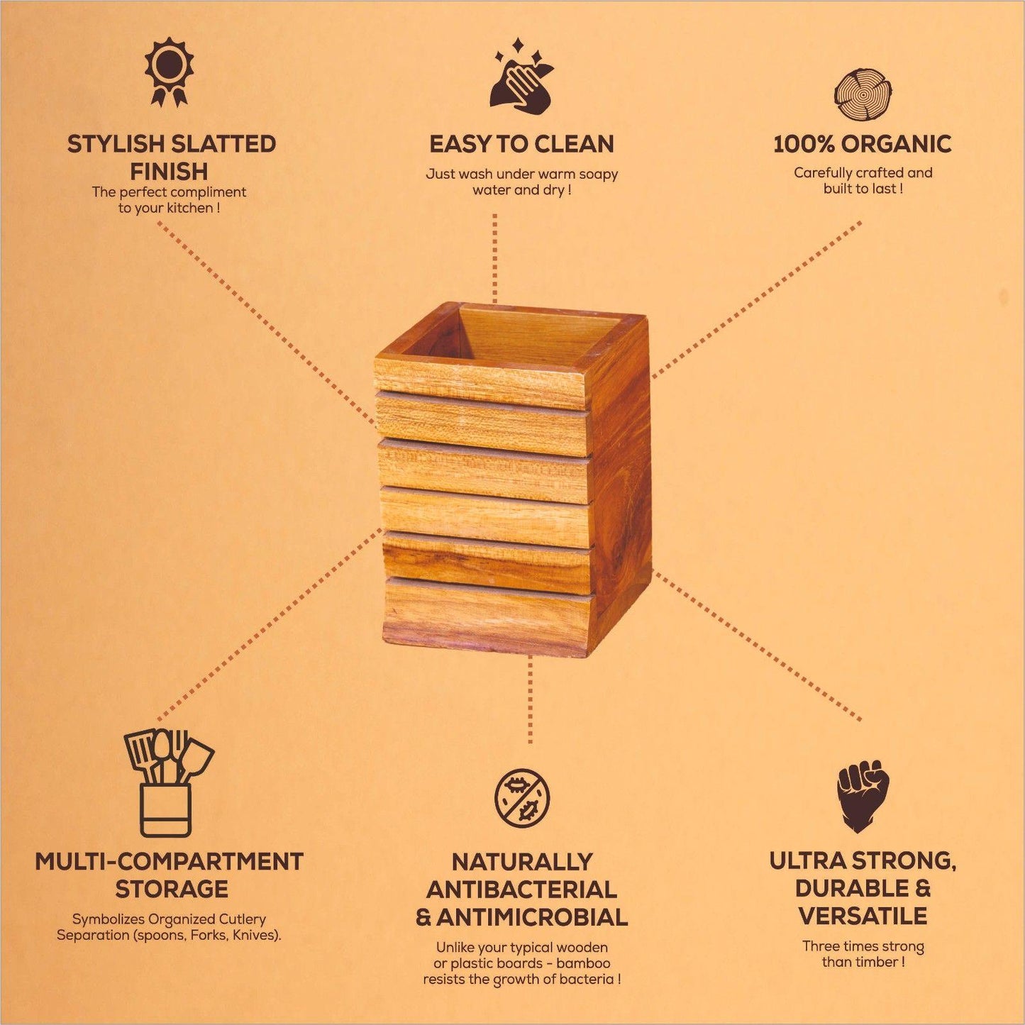 Teak Wood Single Box Spoon Stand