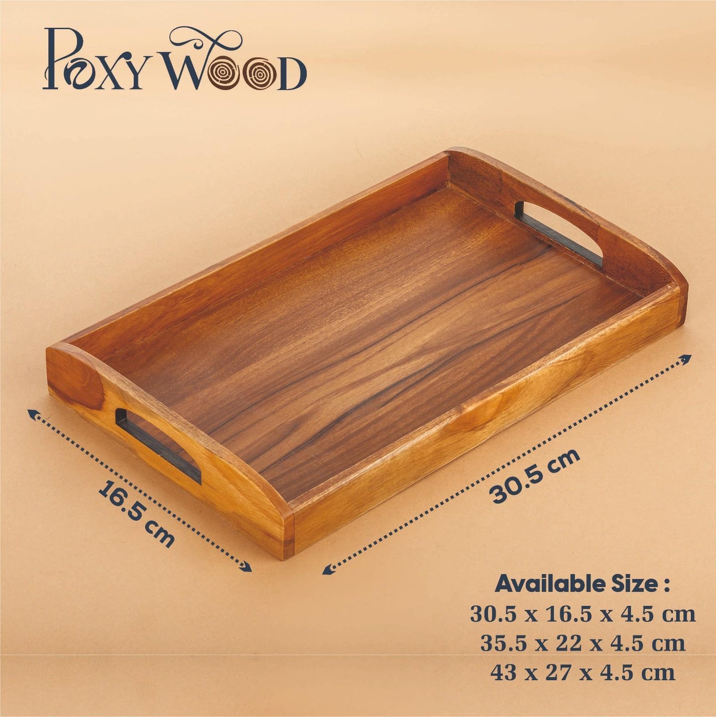 Premium Teak Wood Curve Line Serving Tray