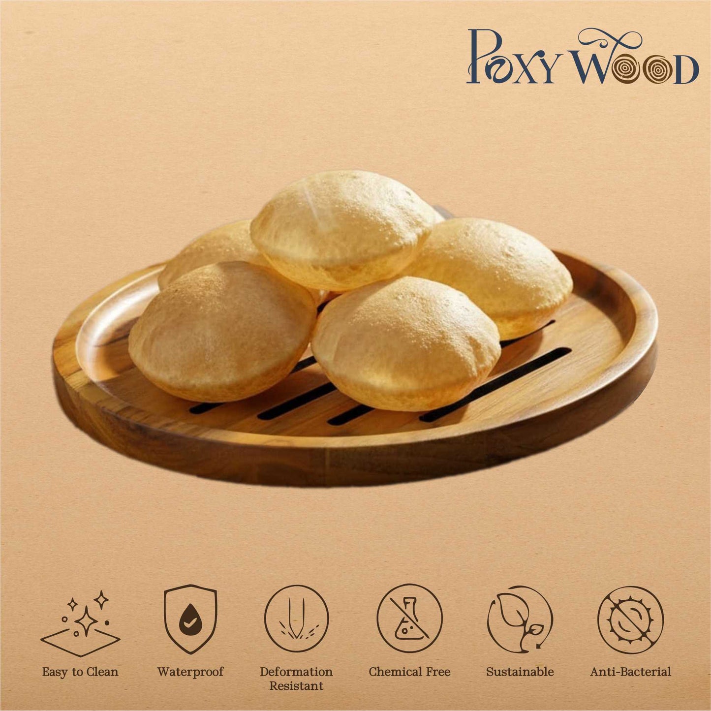 Round Wooden Roti Cooling & Serving Plate