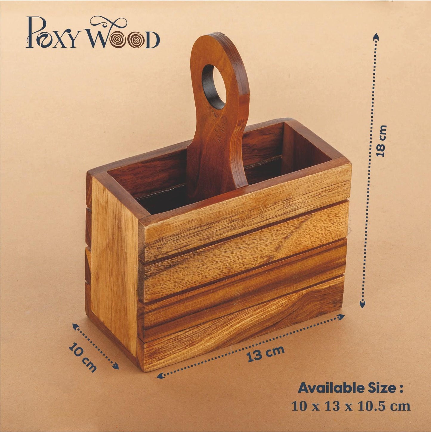 Teak Wood Double Spoon Stand With Holder
