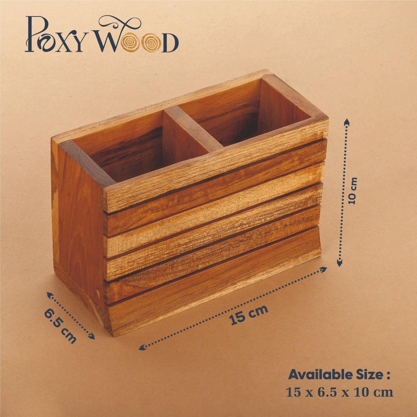 Teak Wood Double Box Spoon Stand