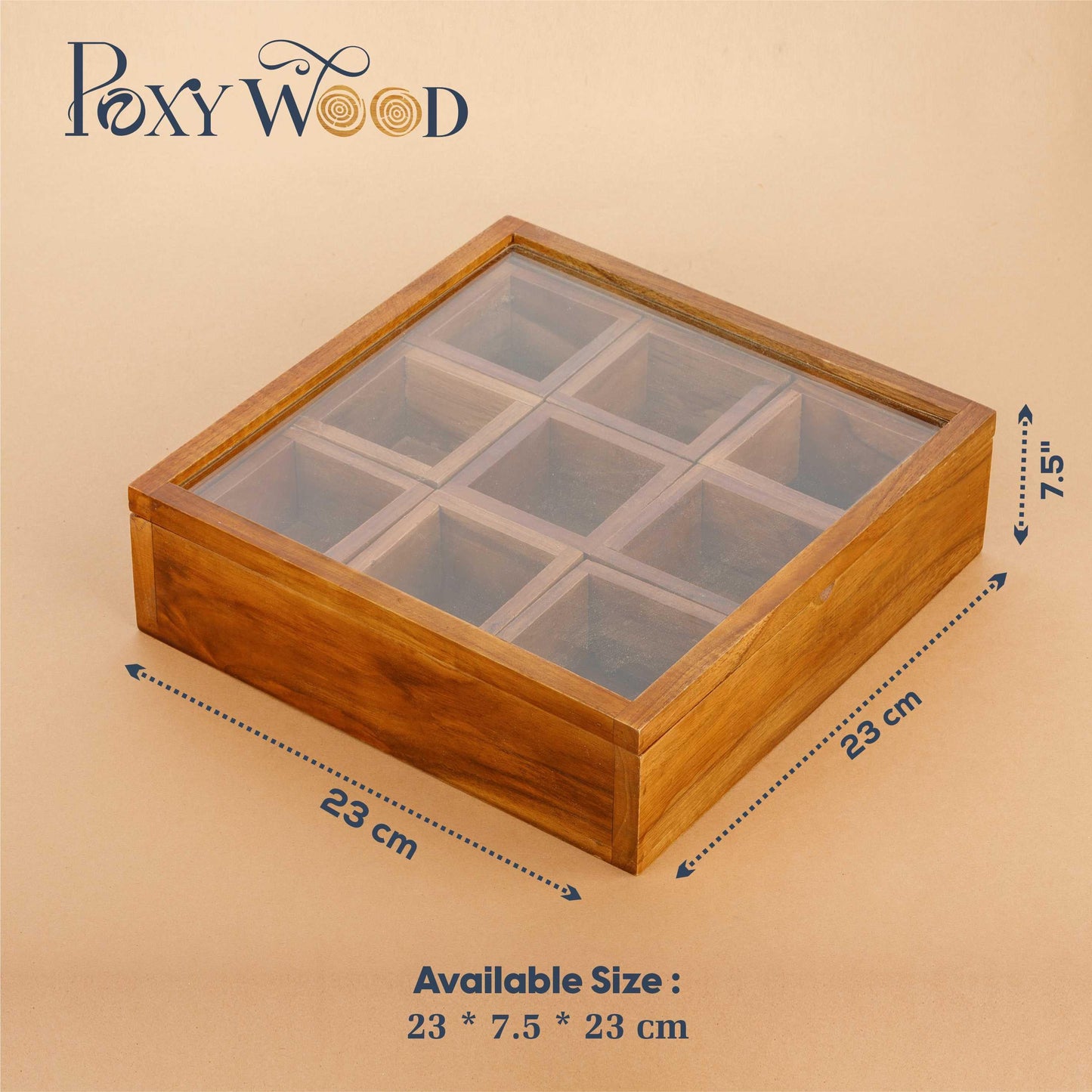 Premium Teak Wood Spice with 9 Square
