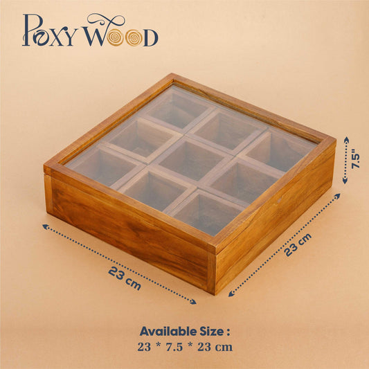 Premium Teak Wood Spice with 9 Square