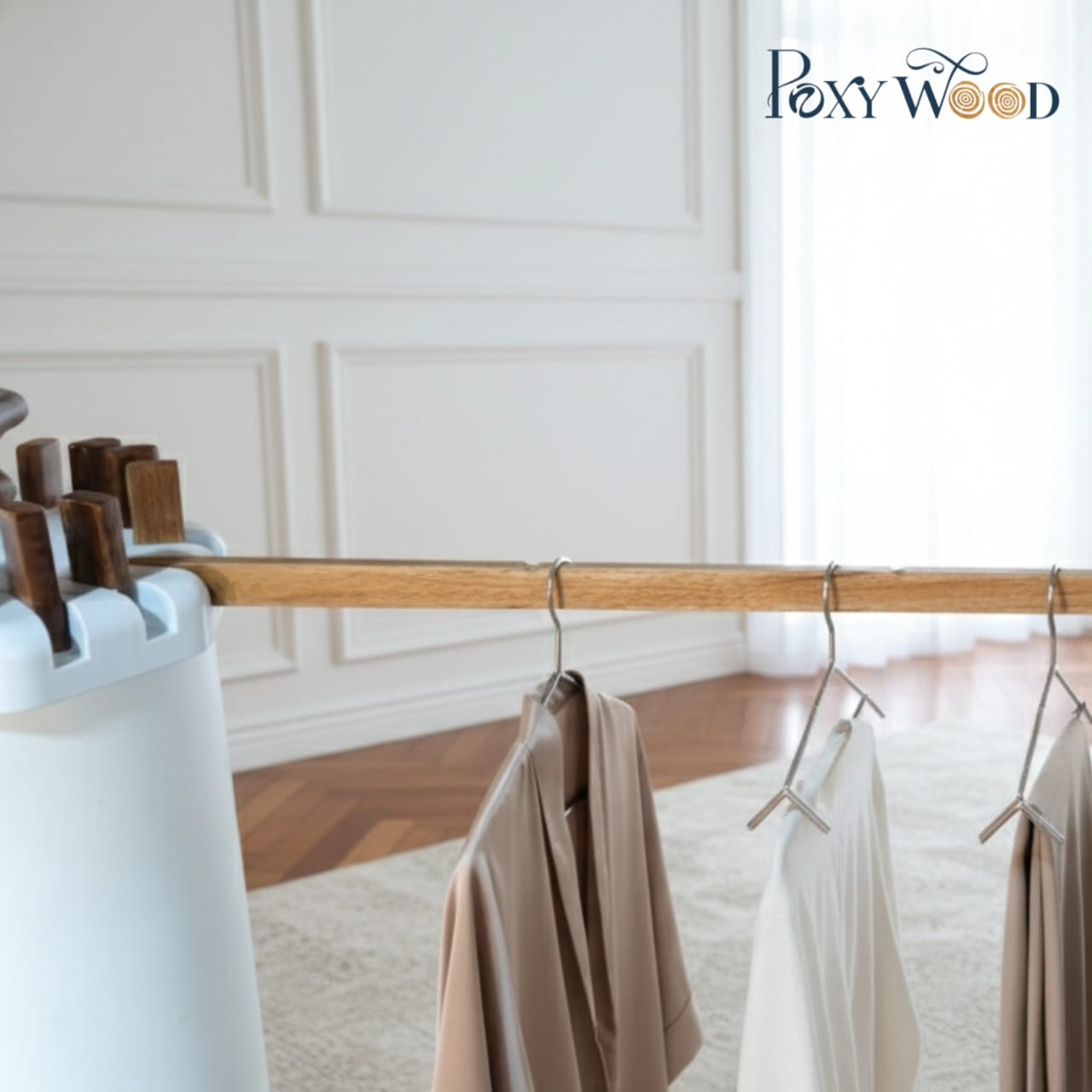 PoxyWood NatureBreeze Premium Solid Teakwood Drying Stand