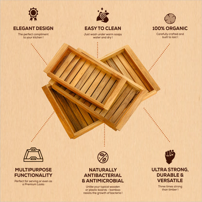 Premium Teak Wood Natural vent Serving Tray