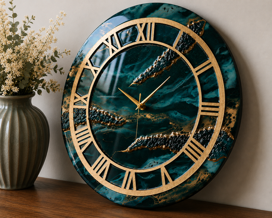 Mystic Ocean Handmade Epoxy Wall Clock