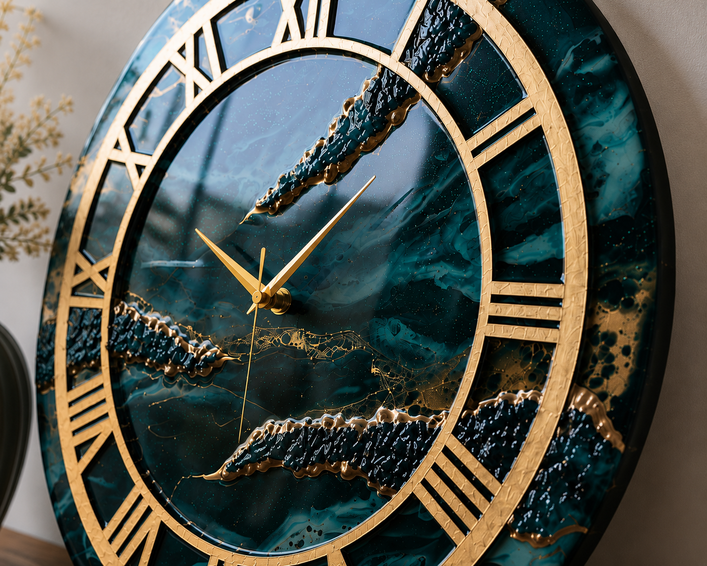 Mystic Ocean Handmade Epoxy Wall Clock
