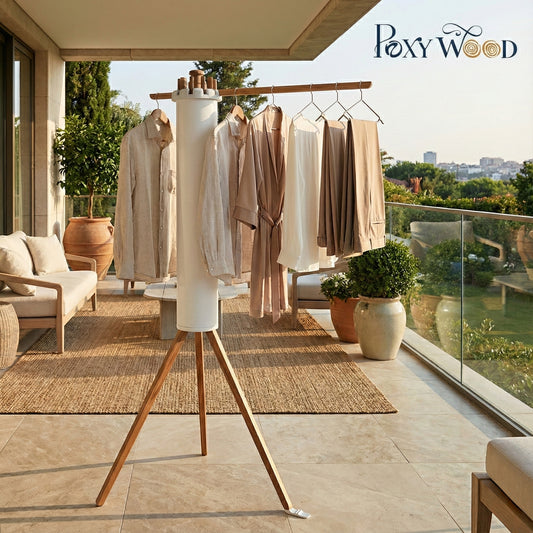 PoxyWood NatureBreeze Premium Solid Teakwood Drying Stand