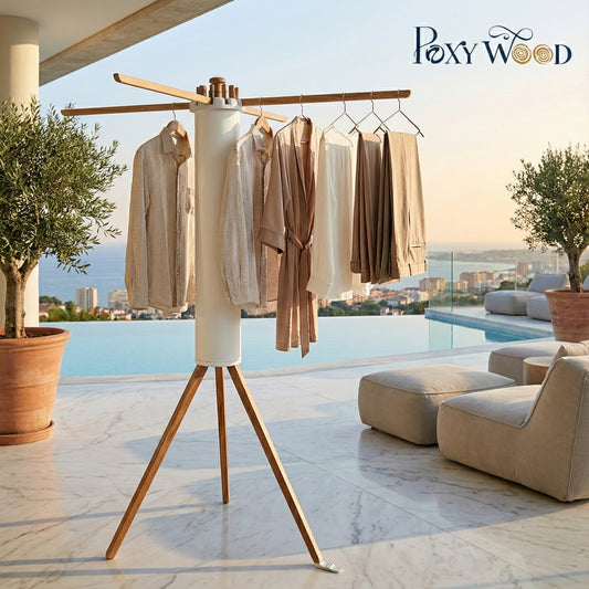 PoxyWood NatureBreeze Premium Solid Teakwood Drying Stand