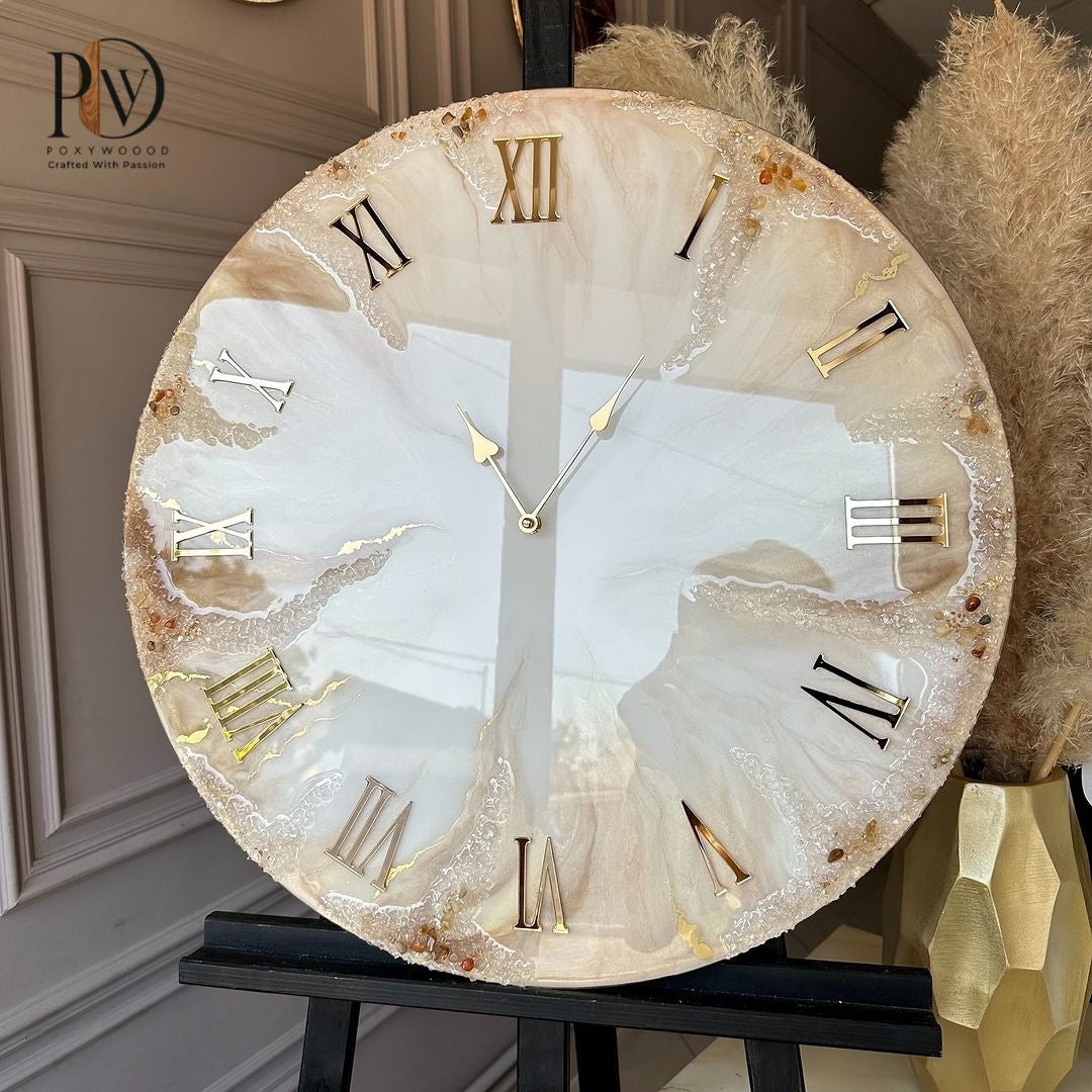 Ivory Luxe Resin Wall Clock