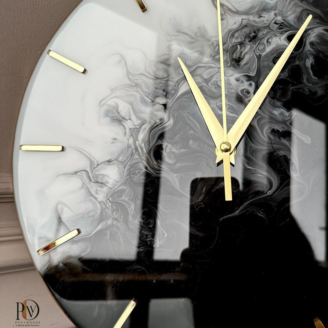 Mystical Midnight Cascade Handcrafted Epoxy Resin Timekeeper