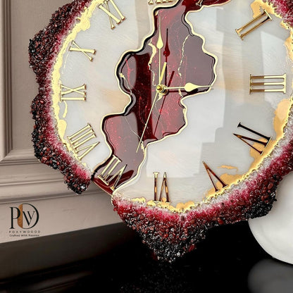 Twilight Shimmer Luxurious Epoxy Resin Clock with Metallic Highlights
