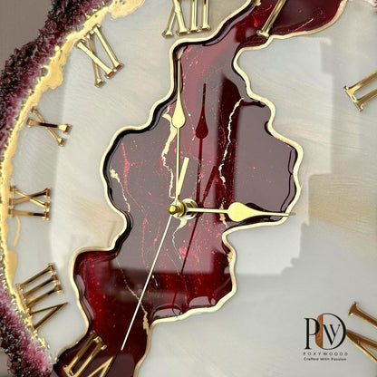 Twilight Shimmer Luxurious Epoxy Resin Clock with Metallic Highlights
