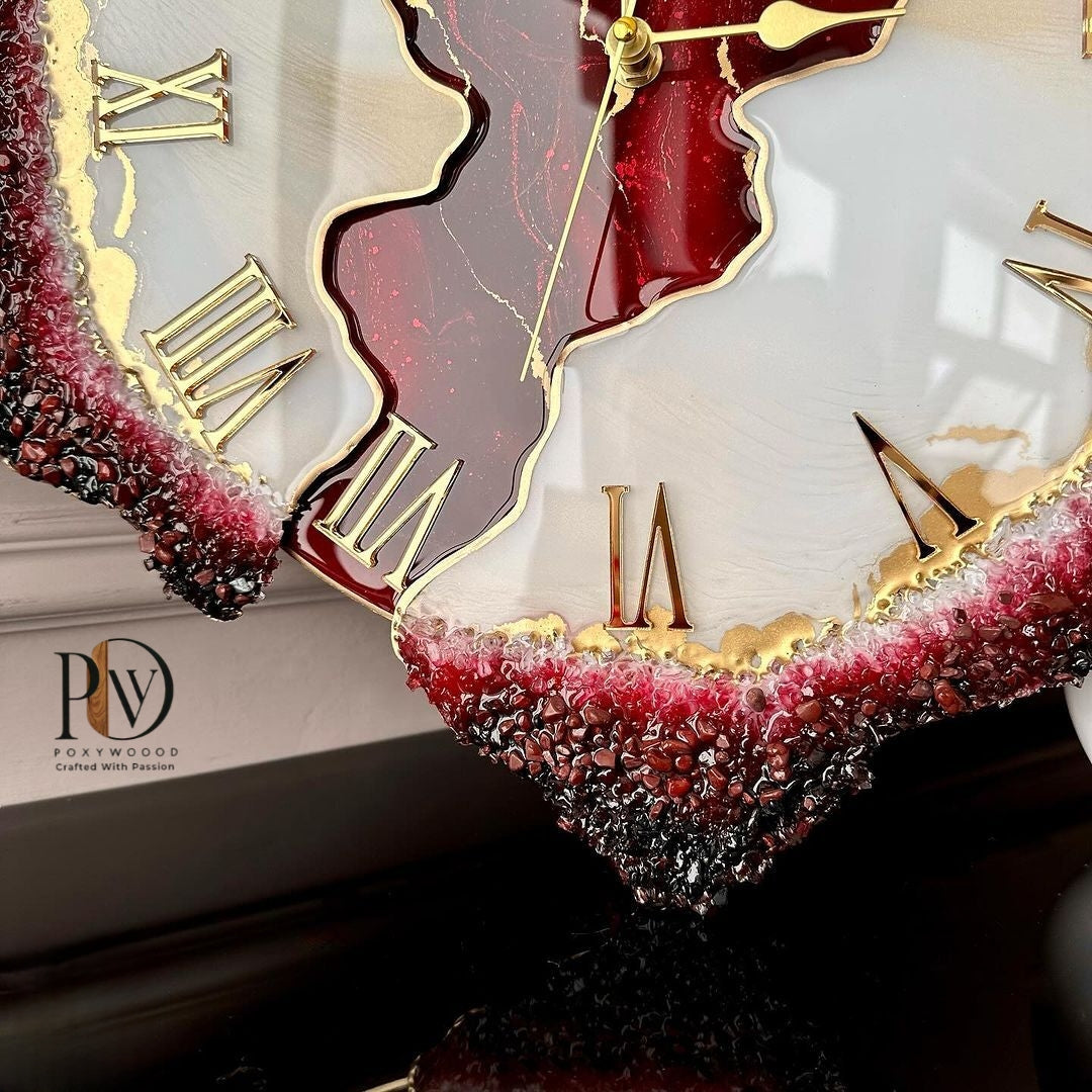 Twilight Shimmer Luxurious Epoxy Resin Clock with Metallic Highlights