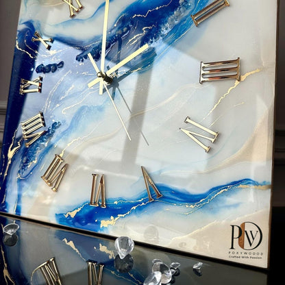 Aurora Frost Radiance Geode Resin Clock