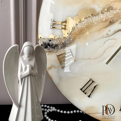 Golden Sands Radiance Marble-Inspired Resin Wall Clock
