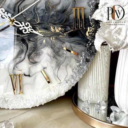 Ethereal Crystal Elegance Geode-Inspired Resin Wall Clock
