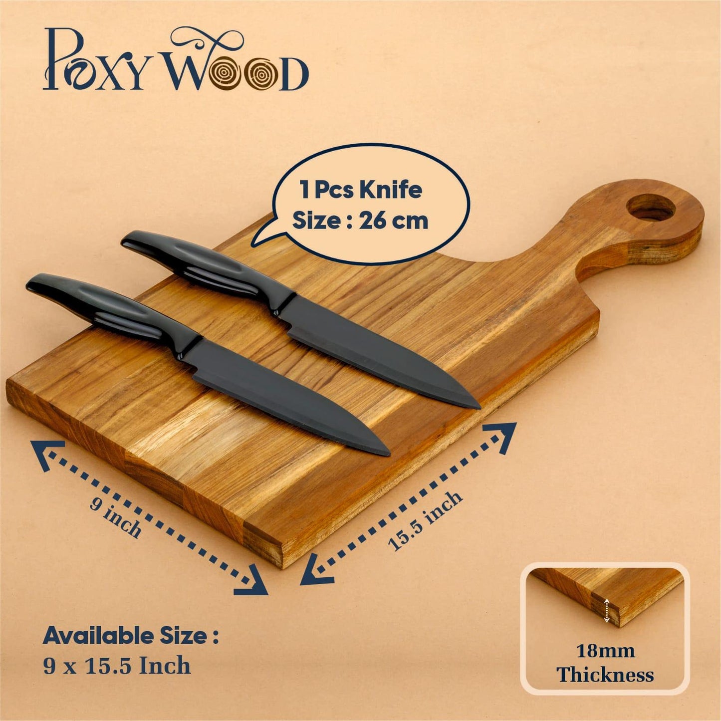 Teak Wood Paddle Shaped Chopping Board