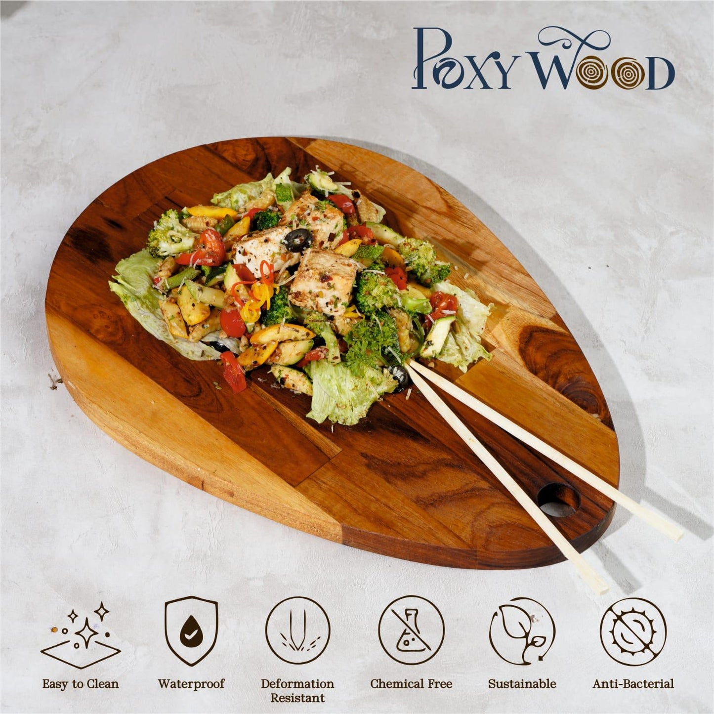 Teak Wood Oval Shaped Chopping Board