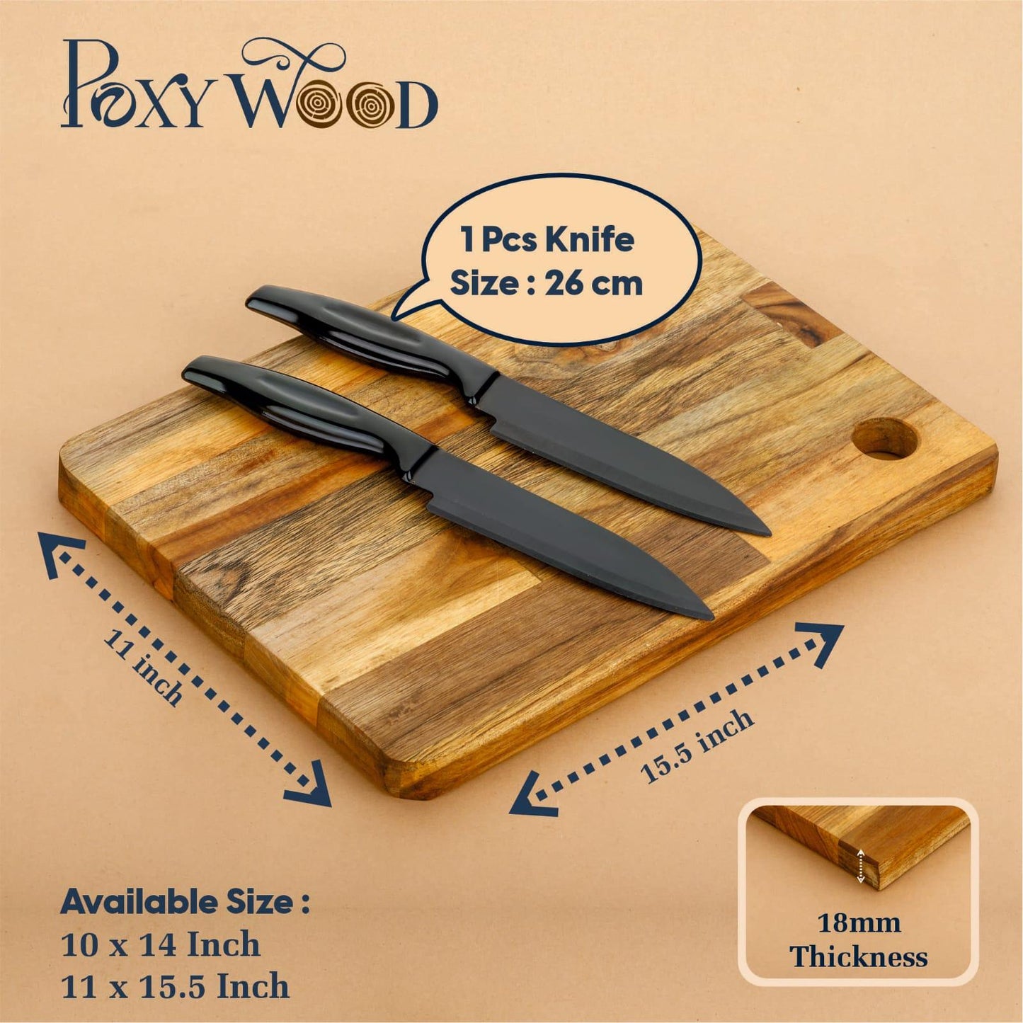 Teak Wood Rectangle Chopping Board