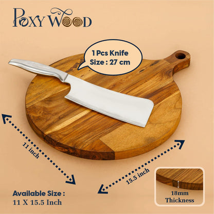Teak Wood Round Bat Chopping Board