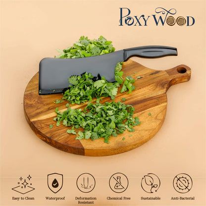 Teak Wood Round Bat Chopping Board