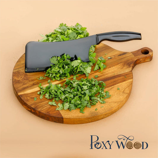 Teak Wood Round Bat Chopping Board