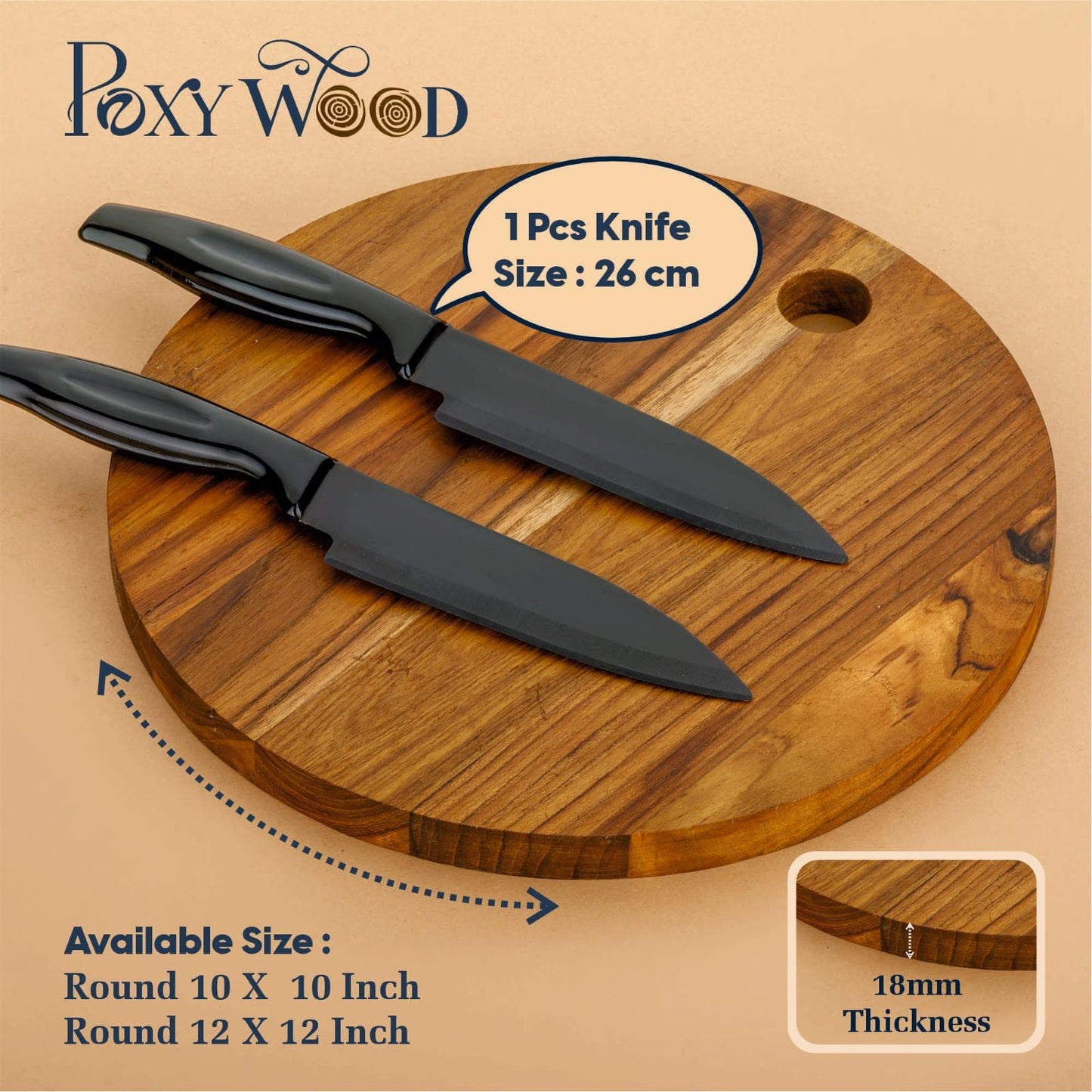 Teak Wood Round Shaped Chopping Board